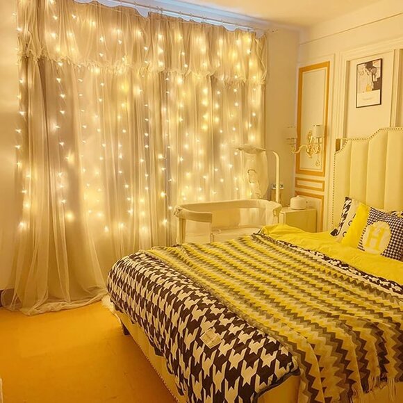Dazzle Bright Curtain String Lights, 300 LED 9.8ft x9.8ft Warm White Fairy Light - Picture 4 of 5